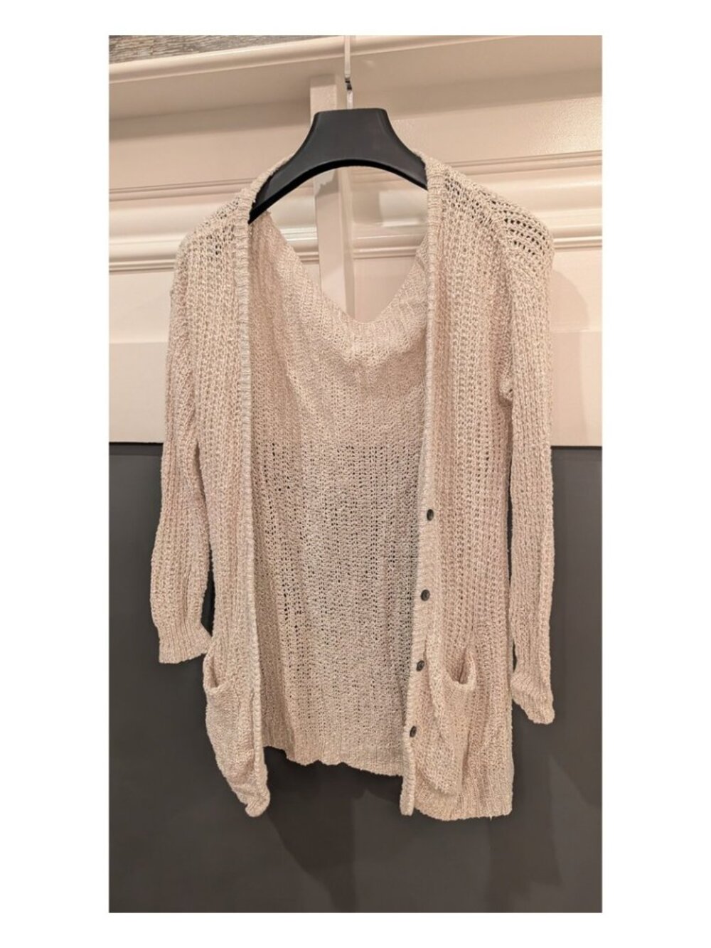 Cream knit button cardigan